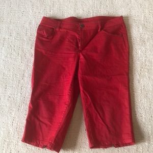 Red capri jeans